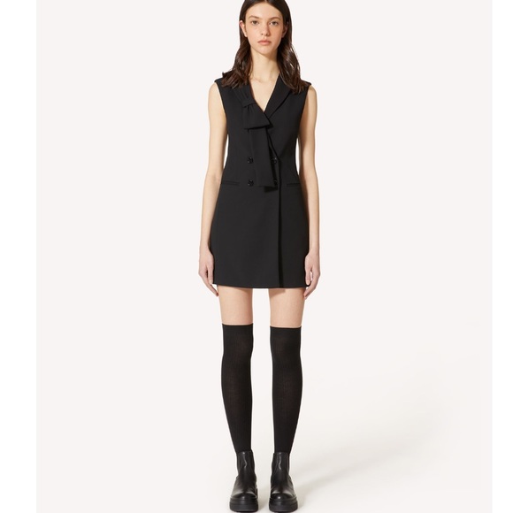 RED VALENTINO VISCOSE WOOL GABARDINE BLAZER DRESS WITH BOW - Picture 16 of 16